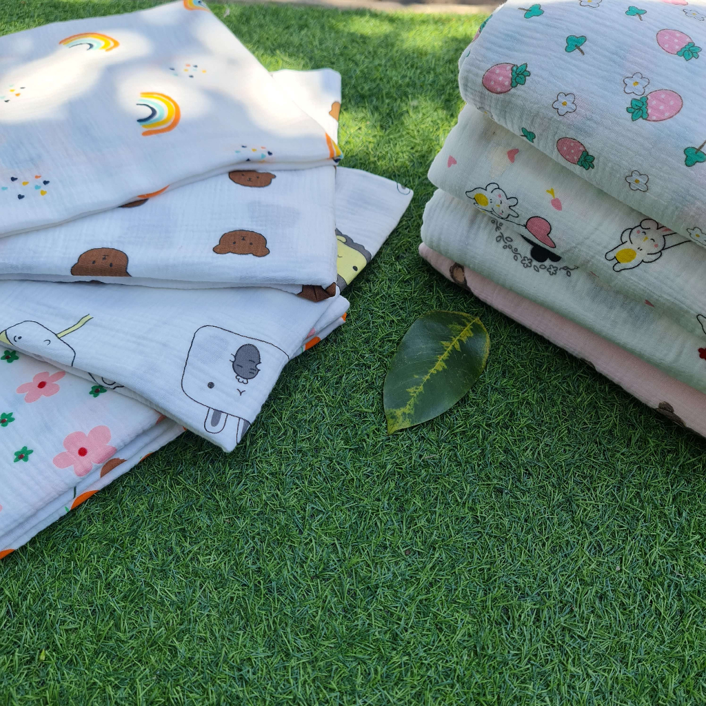 Vải Xô Muslin 2 lớp cao cấp - Các mẫu họa tiết dễ thương cho bé gái