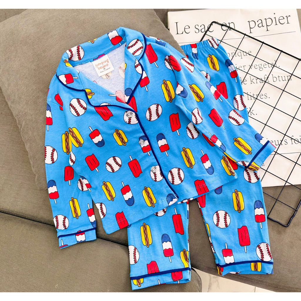 Bộ Đồ Ngủ Pijama Cho Bé Trai 9-21 Kg Set Quần Áo Dài Pizama Trẻ Em Cotton Dày Dặn In Hình Ô Tô Khủng Long Homie Kids