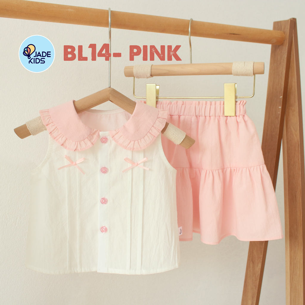 Bộ quần áo bé gái, bộ 3 lỗ bé gái áo cổ sen quần giả váy chất liệu thô cotton hàn quốc mềm mát cho bé