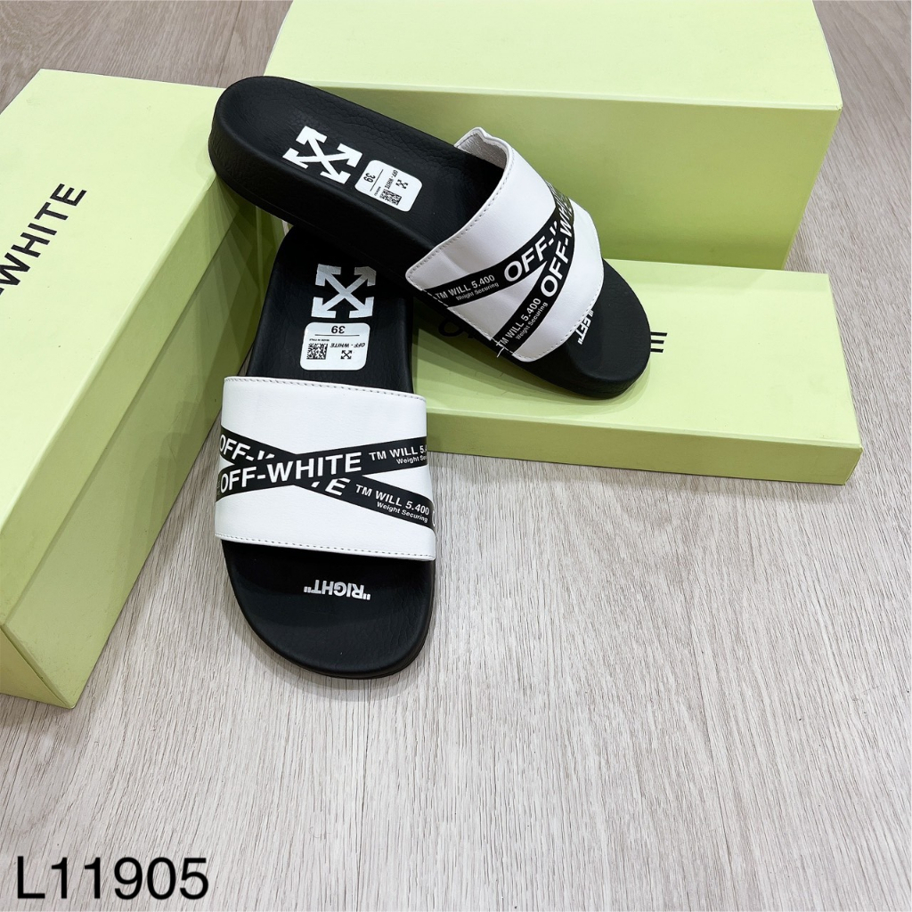Dép Quai Ngang OFF White Nam Kẻ Chéo Siêu Đẹp - Dép Nam OFF White Cao Cấp