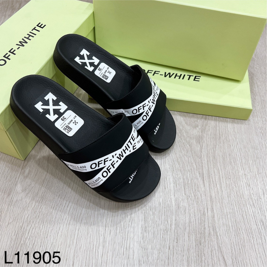 Dép Quai Ngang OFF White Nam Kẻ Chéo Siêu Đẹp - Dép Nam OFF White Cao Cấp