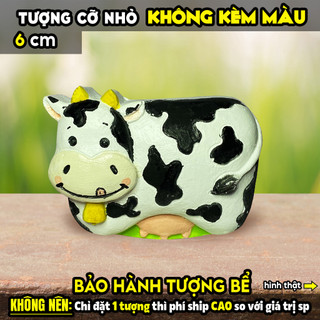 Tượng tô màu BÒ SỮA 2D size M, thạch cao trắng (Không kèm màu), luyện vẽ, decor