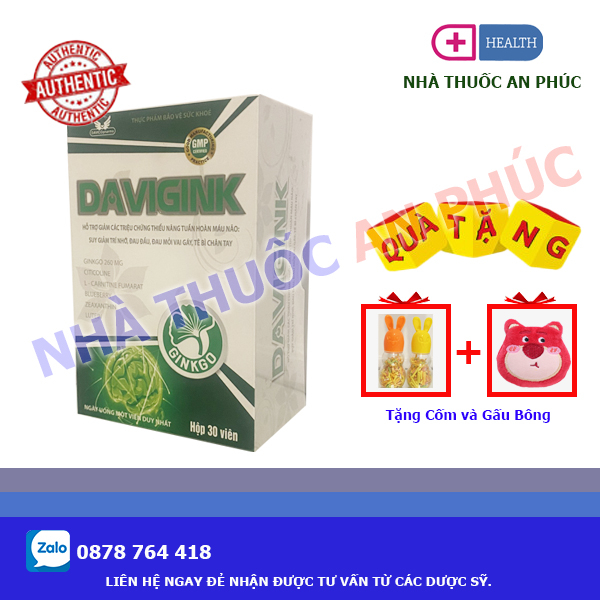 DAVIGINK HỘP 30 VIÊN CẢI THIỆN THIỂU NĂNG TUẦN HOÀN NÃO