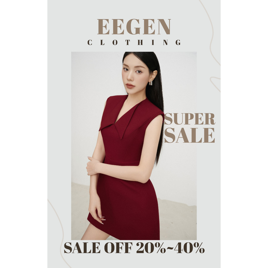 Váy Đầm Midi Cổ Chữ V Công Sở EEGEN CLOTHING Nữ Tính Năng Động Amy Dress