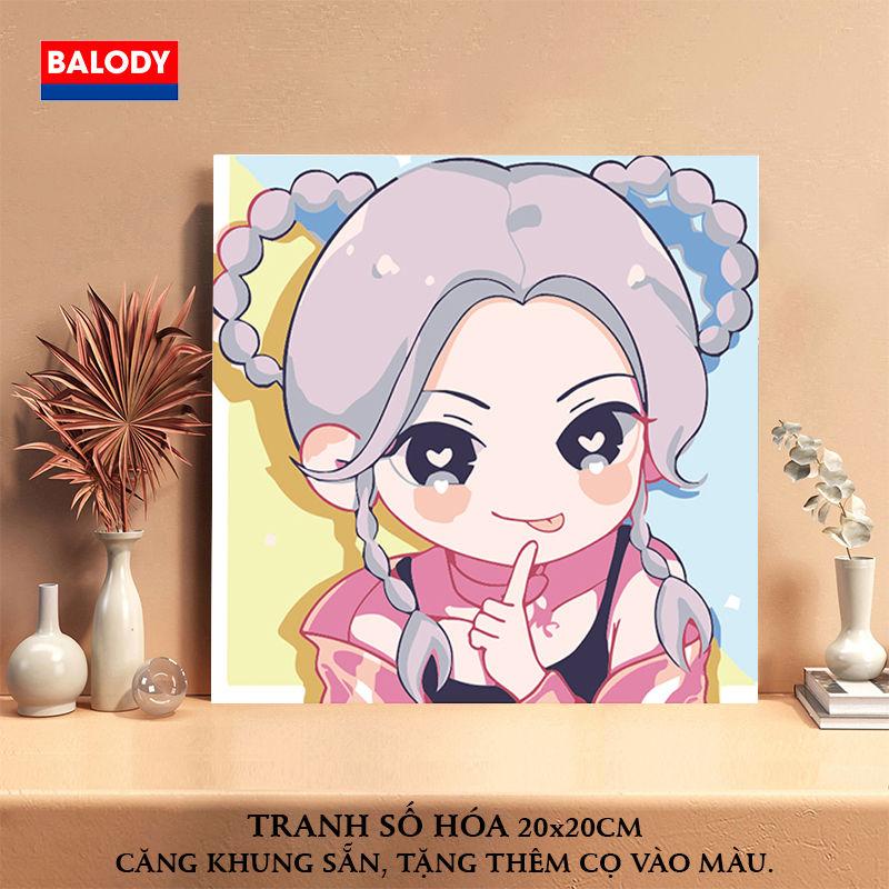 Tranh tô màu theo số,Tranh Sơn dầu Số hóa 12 Cung hoàng đạo 20x20cm BALODY có khung, màu, cọ, móc treo tường