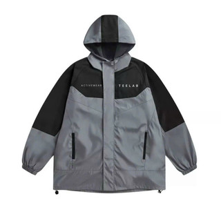 Áo khoác dù jacket nam teelab activewear khóa kéo phối màu đen xám unisex
