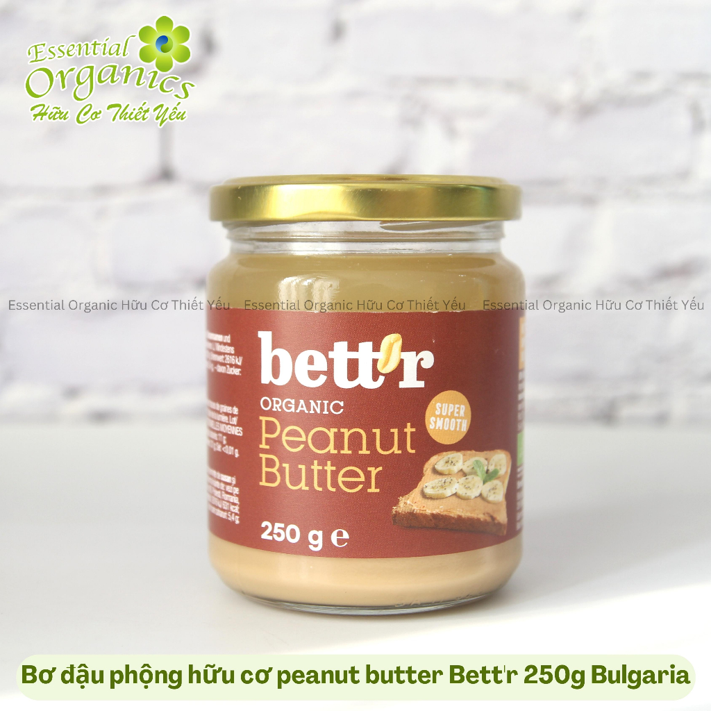 Bơ đậu phộng thực vật hữu cơ thuần chay organics peanut butter Bett'r 250g Bulgaria