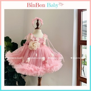Váy công chúa cho bé binbon baby, đầm công chúa hoa dây cho bé