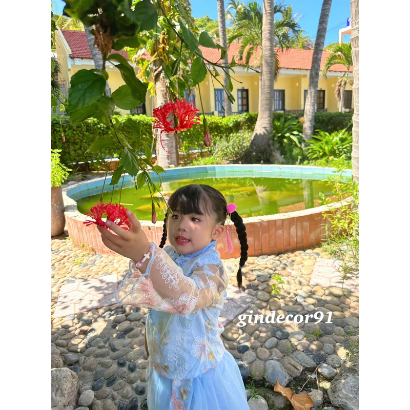 Hanfu cổ trang siêu xinh tặng kèm kẹp tóc cho bé gái