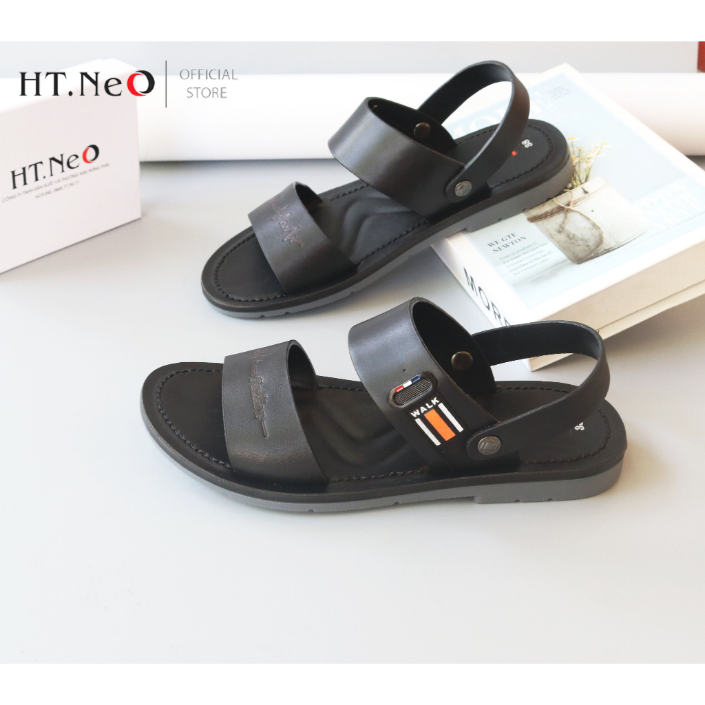 Sandal Nam Quai Hâu HT.NEO Da Bò Thật ,Thiết Kế Quai Ngang Được Khâu May Chắc Chắn ,Kiểu Dáng Sang Trong , Tiện Dụng