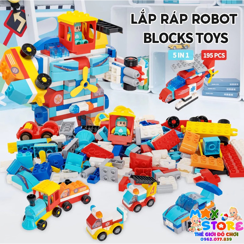 Đồ Chơi Thông Minh Lắp Ráp Du_PLo Biến Hình 195 Chi Tiết Siêu To Siêu Đẹp Dành Cho Cả Bé Trai Bé Gái