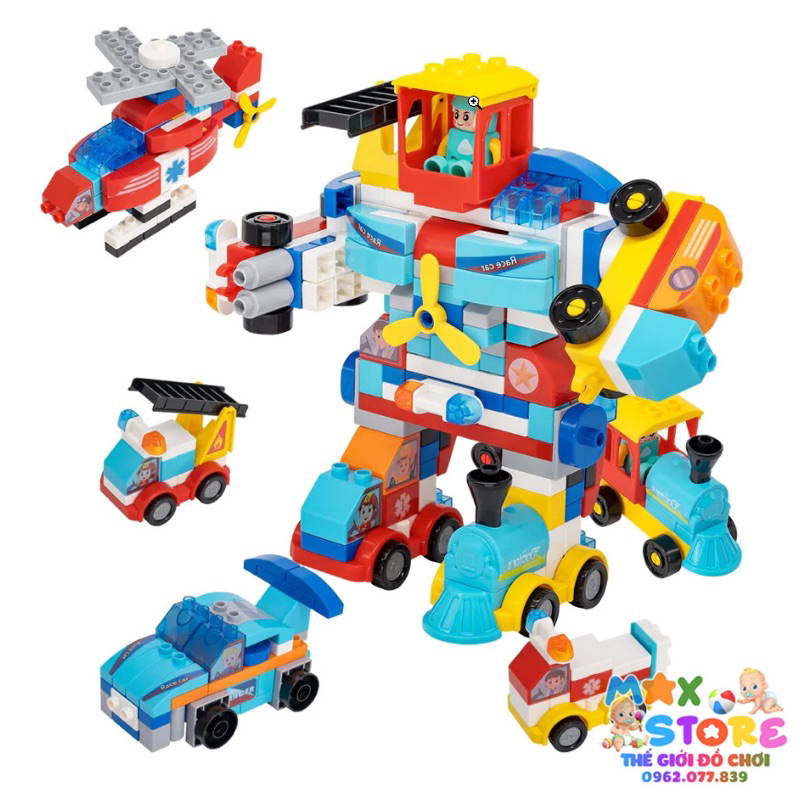 Đồ Chơi Thông Minh Lắp Ráp Du_PLo Biến Hình 195 Chi Tiết Siêu To Siêu Đẹp Dành Cho Cả Bé Trai Bé Gái