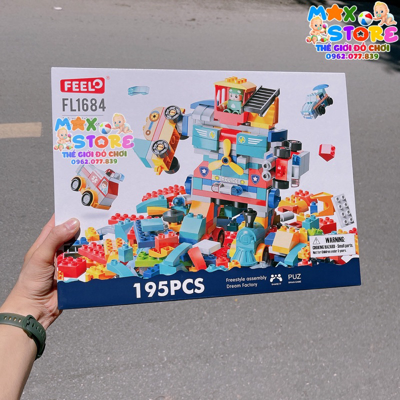 Đồ Chơi Thông Minh Lắp Ráp Du_PLo Biến Hình 195 Chi Tiết Siêu To Siêu Đẹp Dành Cho Cả Bé Trai Bé Gái