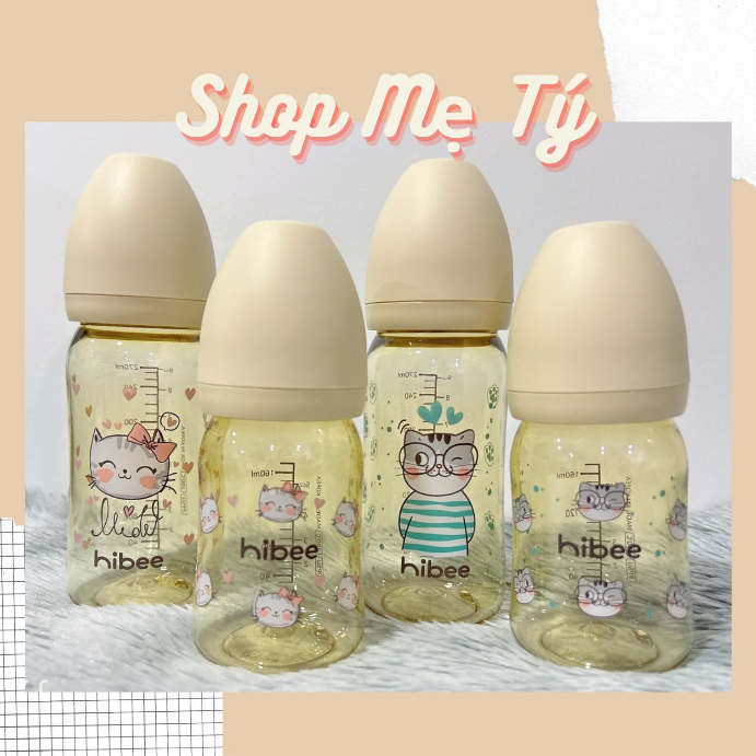 Bình sữa Hibee Hàn Quốc cho bé 170ml 270ml trơn, họa tiết