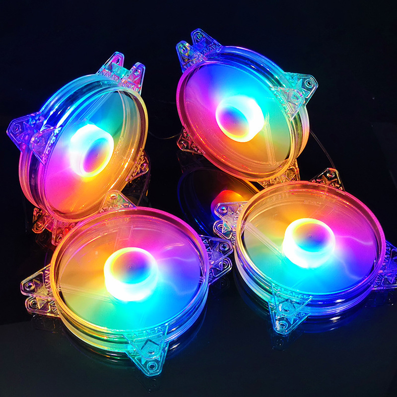 Quạt tản nhiệt trong suốt fan RGB trong suốt cực đẹp giá rẻ cho PC 12cm - Có hub và remote điều chỉnh led