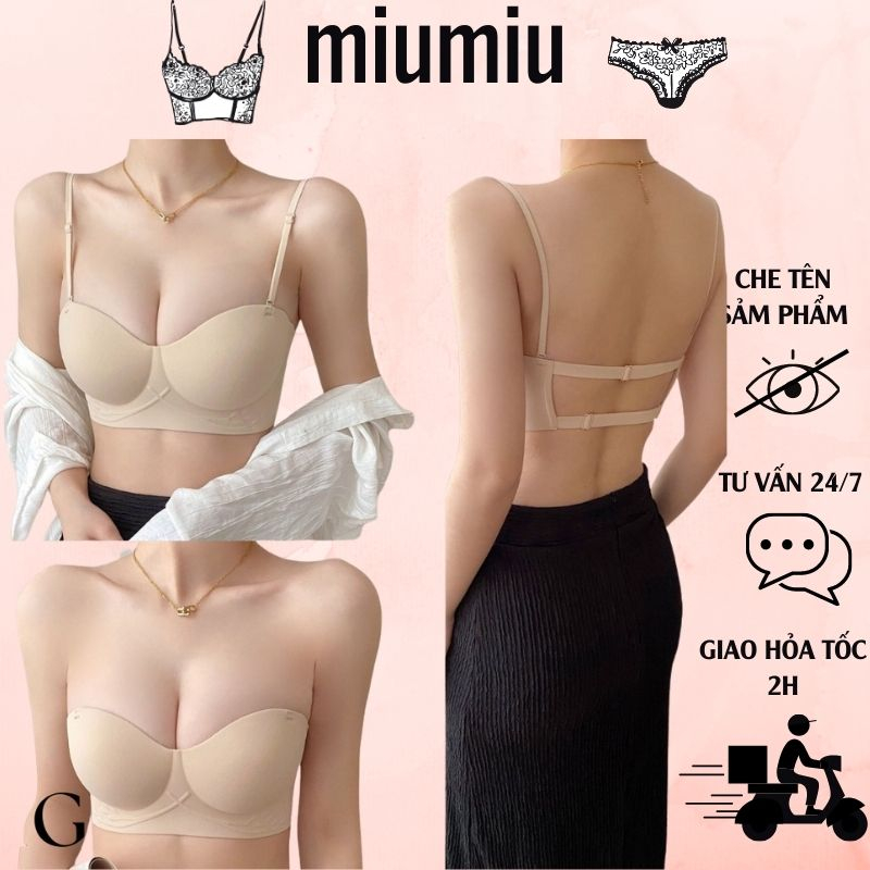 Áo Ngực Su Cúp Ngang Dây Lưng Mảnh Mặc Nhiều Kiểu Nâng Ngực Họa Tiết KT741
