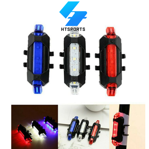 Đèn Led gắn đuôi xe đạp HT Sports, Đèn hậu báo hiệu sau xe nhiều chế độ sáng xạc USB tiện dụng