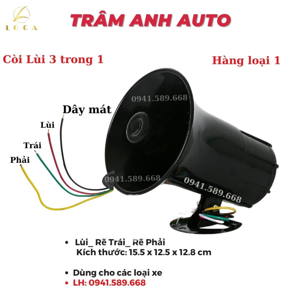 Còi Lùi Xi Nhan Giọng Nói 3in1 (Trái - Phải - Lùi) dành cho ô tô, xe tải 12V-24V