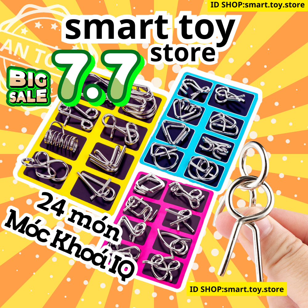 [Loại Cao Cấp] Bộ 24 móc khóa thử thách IQ, Thử Thách Mở Khóa, Đồ chơi trí tuệ, Móc khoá tư duy, Móc khoá thông minh