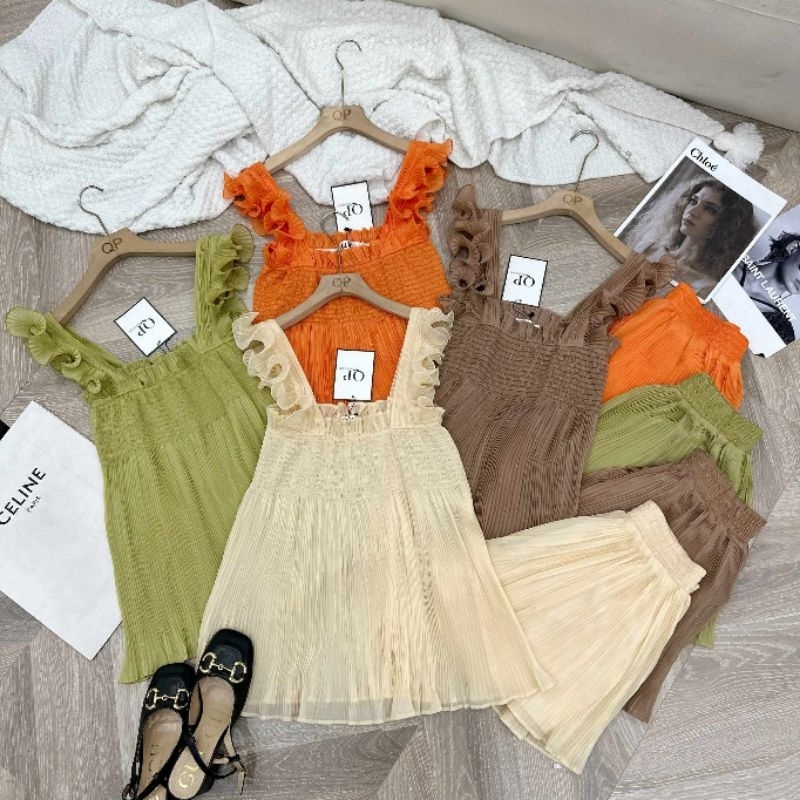 Sét 2 dây bèo tay chun ngực dập ly