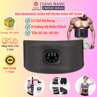 Đai massage rung giảm mỡ bụng nam-nữ x100, máy mát xa đánh tan mỡ bụng 15 cấp độ giúp thon gọn cơ thể, tiêu tan mỡ bụng