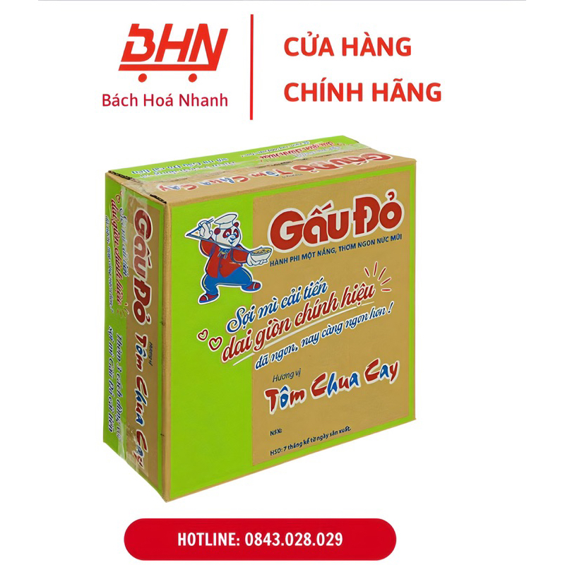 Thùng mì Gấu Đỏ - VỊ TÔM CHUA CAY