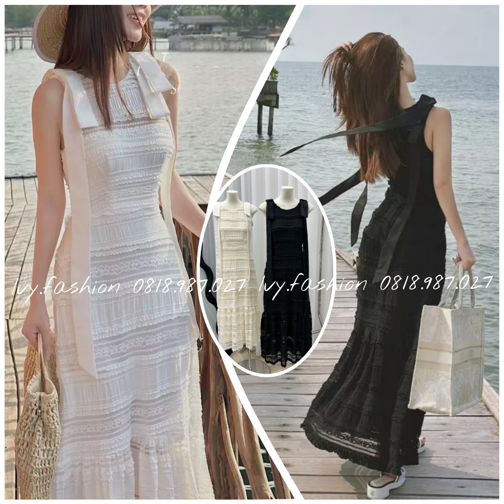 Đầm maxi váy đi biển váy suông 2 dây đầm body đen ren hoa cổ tròn khoét vai đuôi cá đầm nữ dự tiệc cao cấp giá rẻ đẹp
