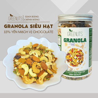 Granola 15% yến mạch vị chocolate greenuts ngũ cốc mix hạt ăn kiêng 500g