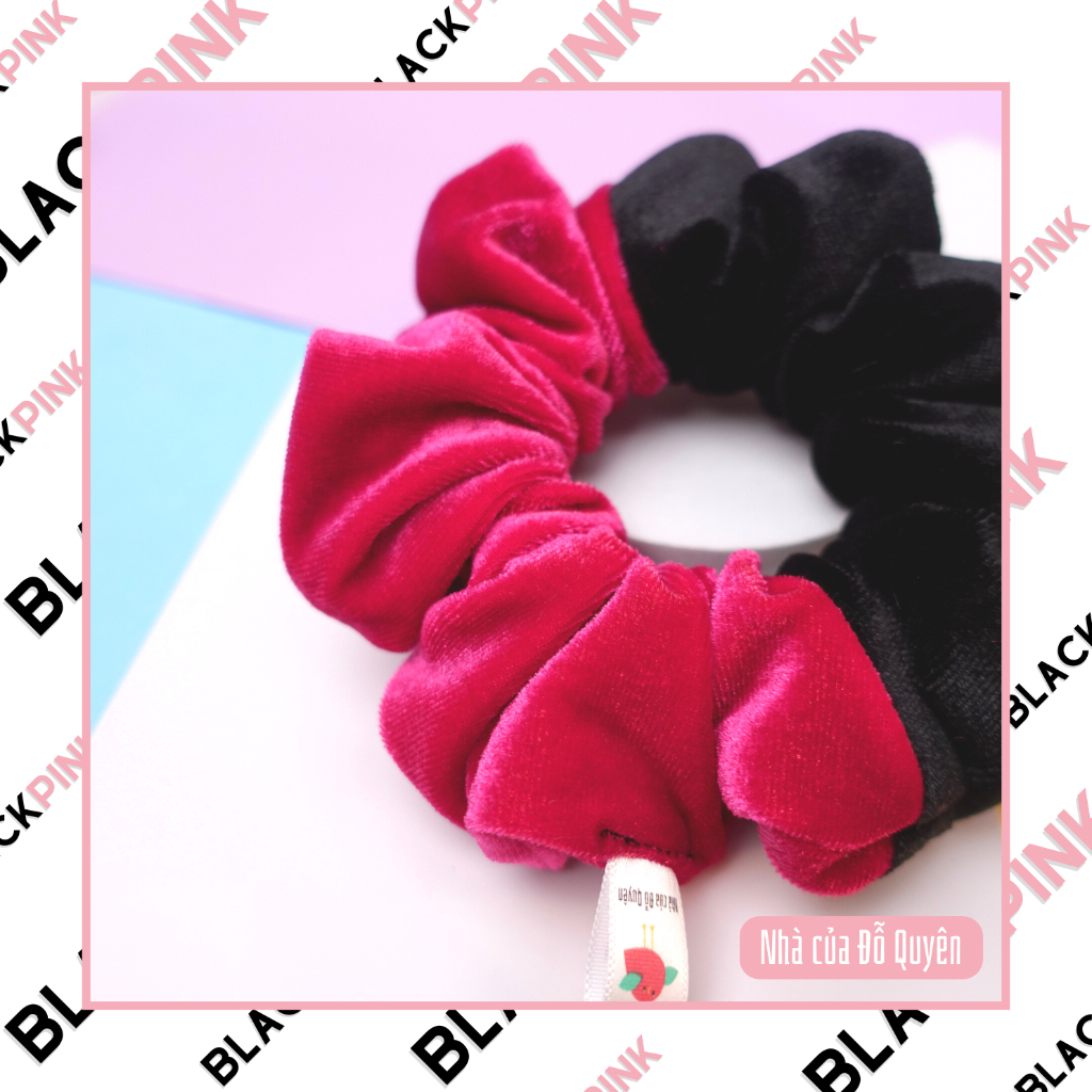 (MINI & BIGSIZE) SCRUNCHIES Tone Đen Hồng