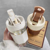 Ly Thủy Tinh Có Nắp 350ml Cốc Uống Nước Nhỏ Gọn Sang Trọng Tiện Dụng Thích Hợp Mang Đi