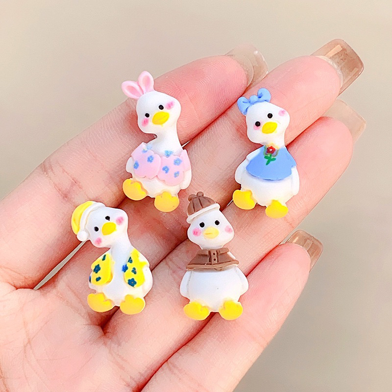 Charm con vịt nghiêng đầu dễ thương trang trí kẹp tóc, toploader