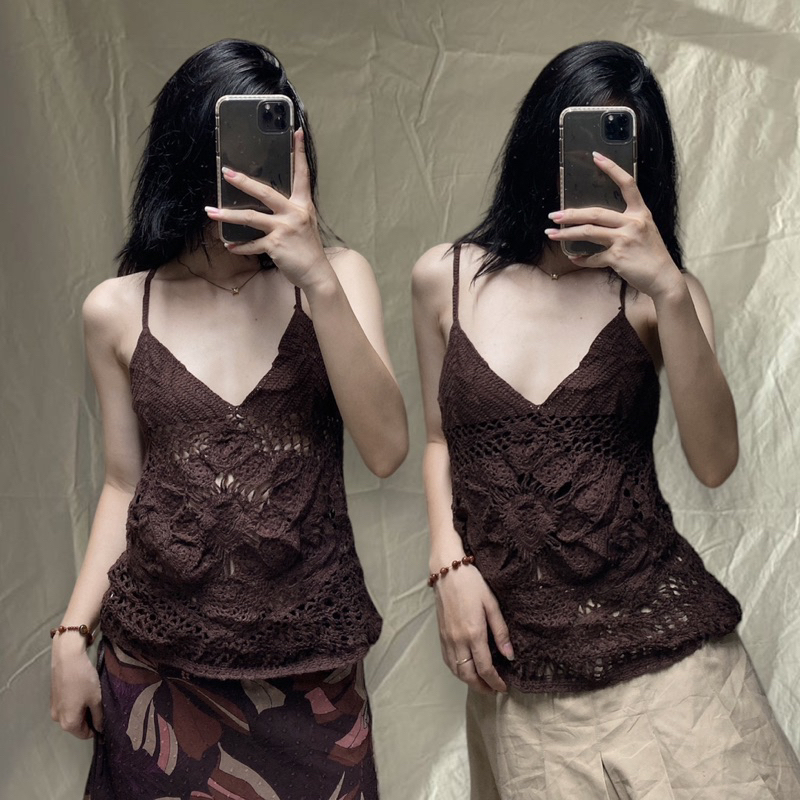 Áo lưới crochet len móc si Hàn, Nhật