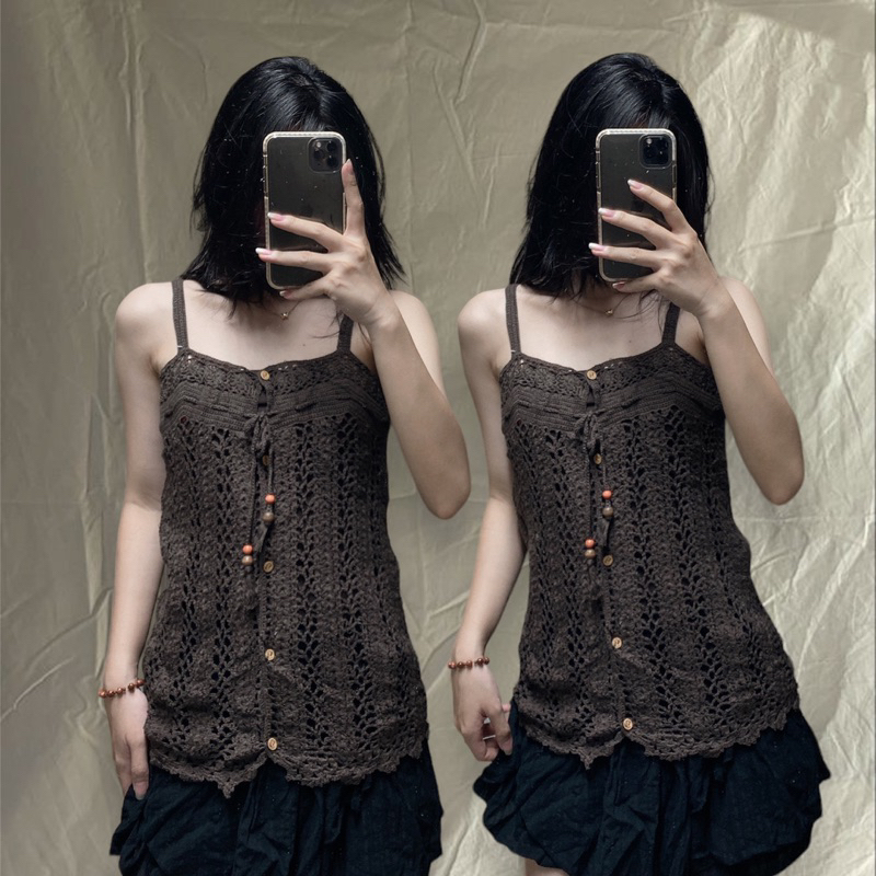 Áo lưới crochet len móc si Hàn, Nhật