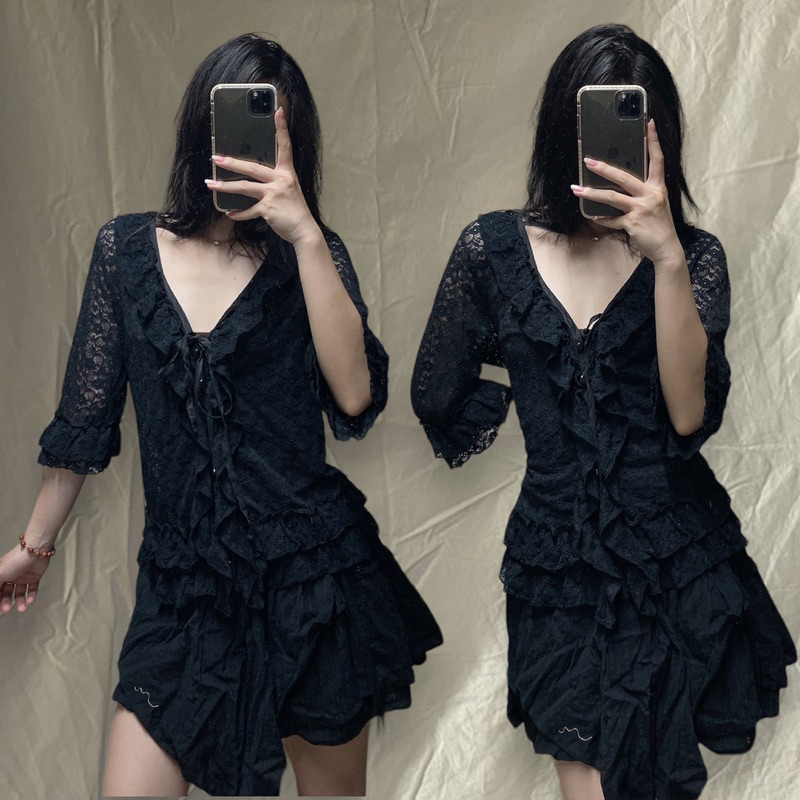 Áo lưới crochet len móc si Hàn, Nhật