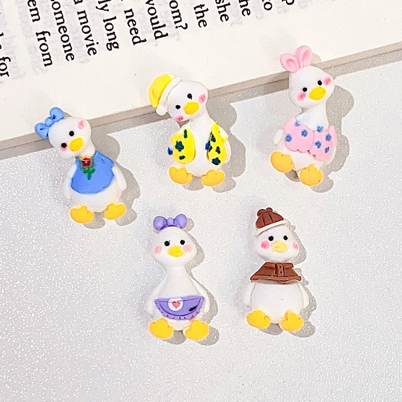 Charm con vịt nghiêng đầu dễ thương trang trí kẹp tóc, toploader