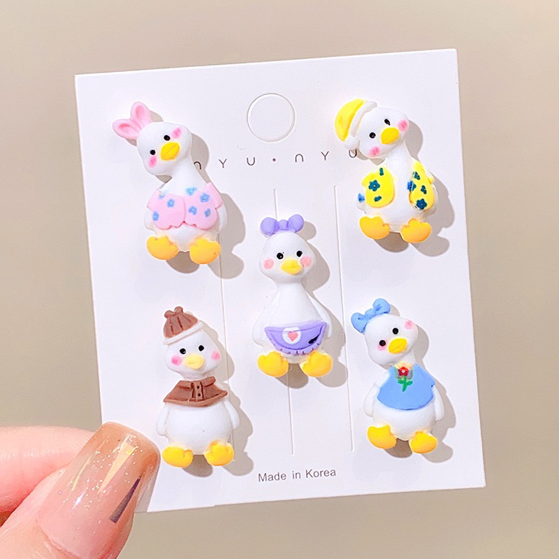 Charm con vịt nghiêng đầu dễ thương trang trí kẹp tóc, toploader