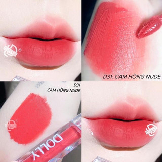 Son lì son kem dolly diamond velvet không chì chính hãng ^màu cam hồng nude^