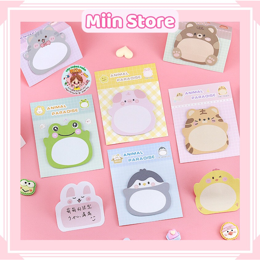 Set 20 Tờ Giấy Note, Giấy Ghi Chú Đánh Dấu Trang Nhiều Hình Con Vật Cute Dễ Thương Khác Nhau Có Sẵn Keo Dán