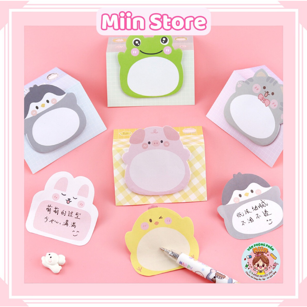 Set 20 Tờ Giấy Note, Giấy Ghi Chú Đánh Dấu Trang Nhiều Hình Con Vật Cute Dễ Thương Khác Nhau Có Sẵn Keo Dán