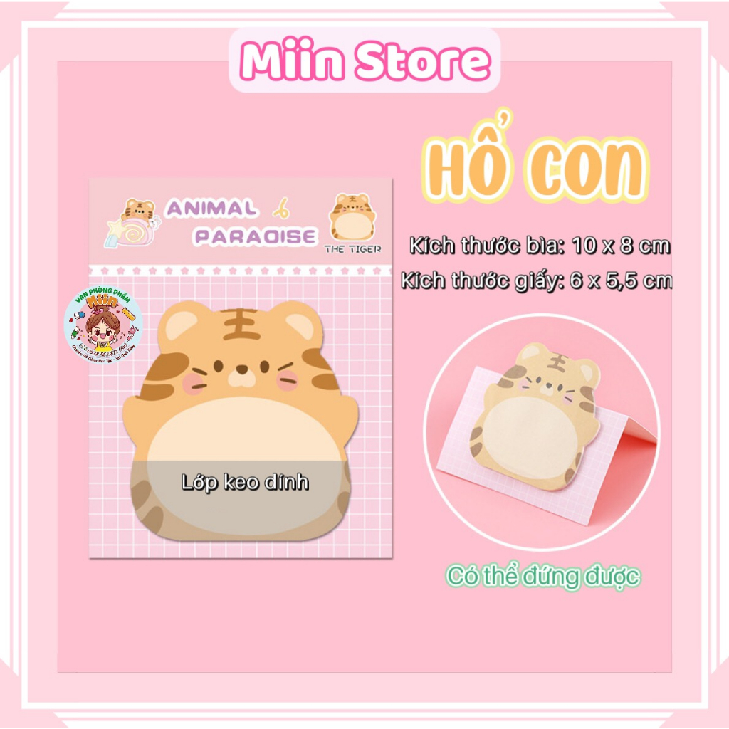 Set 20 Tờ Giấy Note, Giấy Ghi Chú Đánh Dấu Trang Nhiều Hình Con Vật Cute Dễ Thương Khác Nhau Có Sẵn Keo Dán