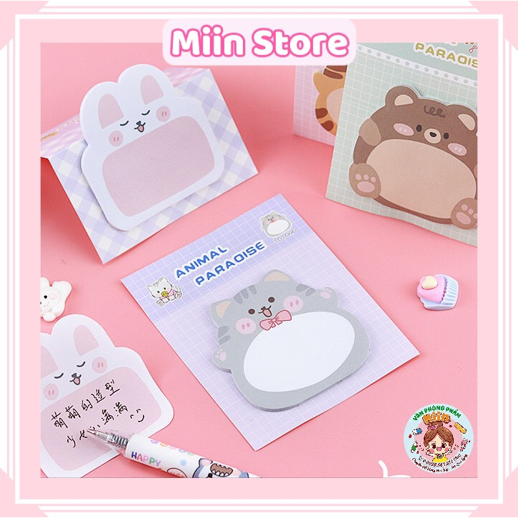 Set 20 Tờ Giấy Note, Giấy Ghi Chú Đánh Dấu Trang Nhiều Hình Con Vật Cute Dễ Thương Khác Nhau Có Sẵn Keo Dán