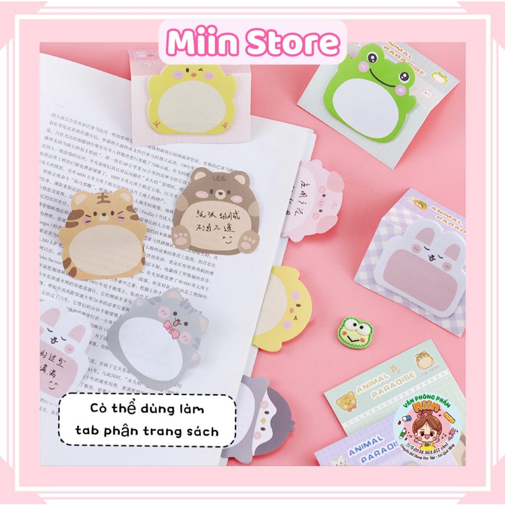Set 20 Tờ Giấy Note, Giấy Ghi Chú Đánh Dấu Trang Nhiều Hình Con Vật Cute Dễ Thương Khác Nhau Có Sẵn Keo Dán