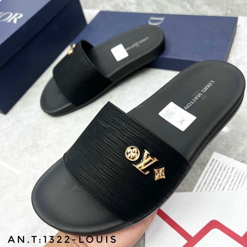 Dép lê nam LV quai ngang mác trắng mẫu dép hót nhất nhất hè 2023!