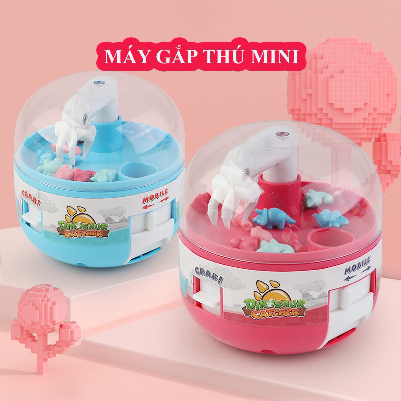 Máy gắp thú mini giá rẻ, Đồ chơi máy gắp Khủng long Mini tặng 8 khủng long cho bé