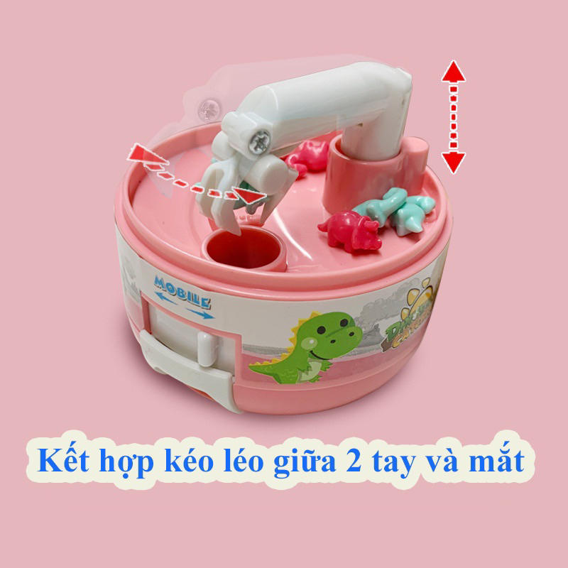 Máy gắp thú mini giá rẻ, Đồ chơi máy gắp Khủng long Mini tặng 8 khủng long cho bé