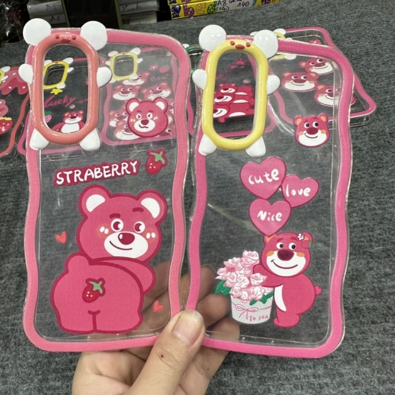 Case ốp lưng Samsung A24 A34 A54 dẻo gấu dâu lotso siêu dễ thương viền lượn sóng bảo vệ camera
