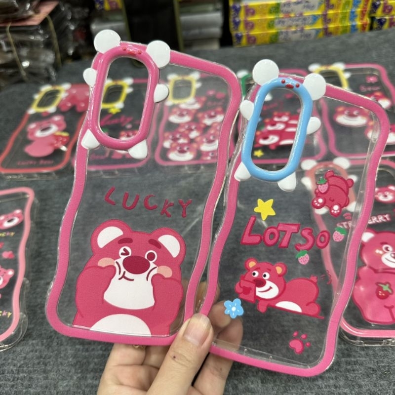 Case ốp lưng Samsung A24 A34 A54 dẻo gấu dâu lotso siêu dễ thương viền lượn sóng bảo vệ camera