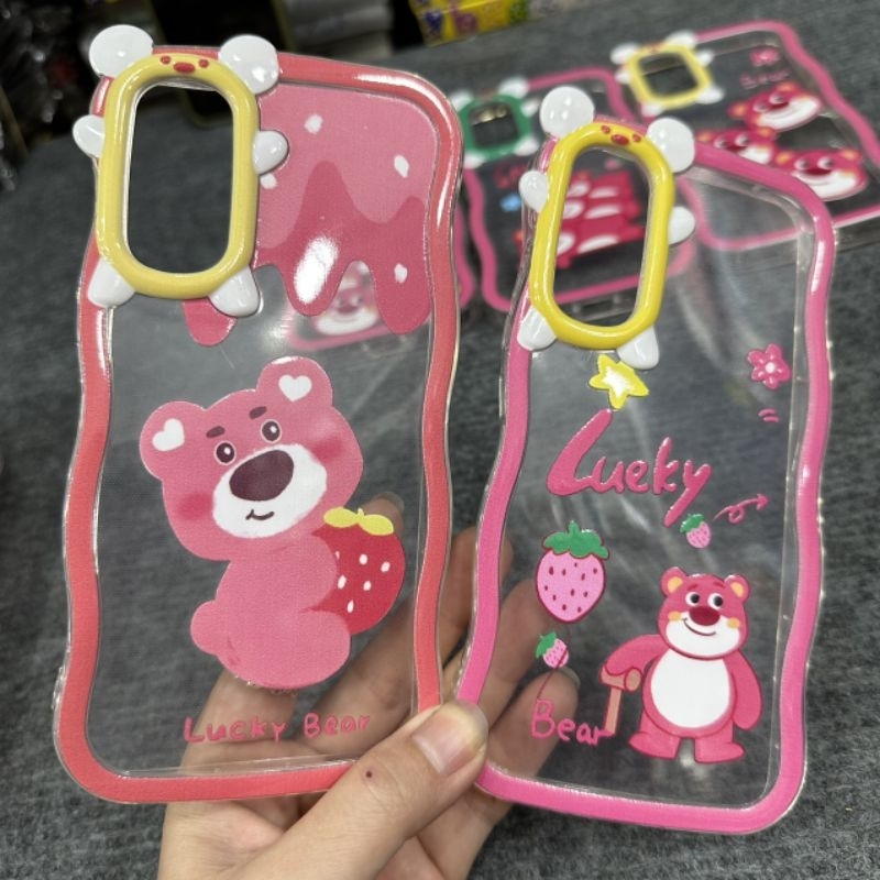 Case ốp lưng Samsung A24 A34 A54 dẻo gấu dâu lotso siêu dễ thương viền lượn sóng bảo vệ camera