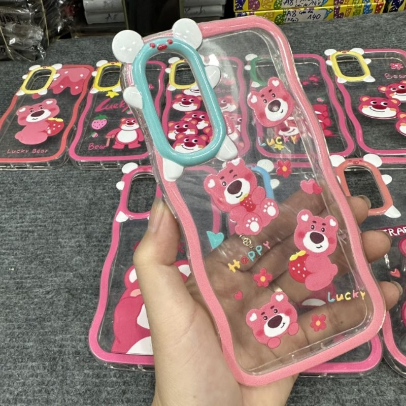Case ốp lưng Samsung A24 A34 A54 dẻo gấu dâu lotso siêu dễ thương viền lượn sóng bảo vệ camera
