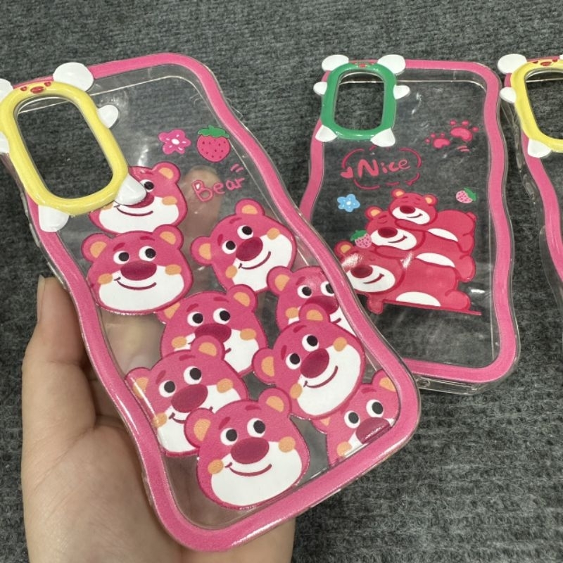 Case ốp lưng Samsung A24 A34 A54 dẻo gấu dâu lotso siêu dễ thương viền lượn sóng bảo vệ camera